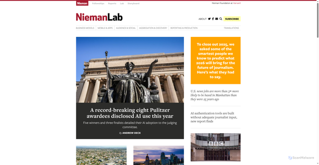 Security scan screenshot of https://www.niemanlab.org
