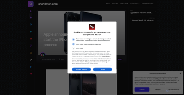 Security scan screenshot of https://sharklatan.com/apple-announces-when-you-can-start-the-iphone-duo-pre-order-process/