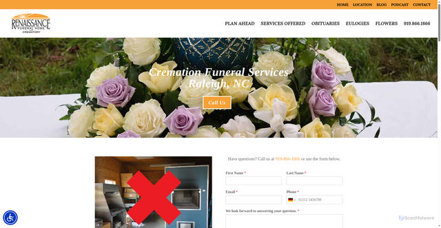 Security scan screenshot of https://www.rfhr.com/cremation/
