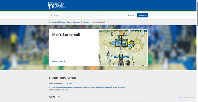 Security scan screenshot of https://events.udel.edu/group/mens_basketball