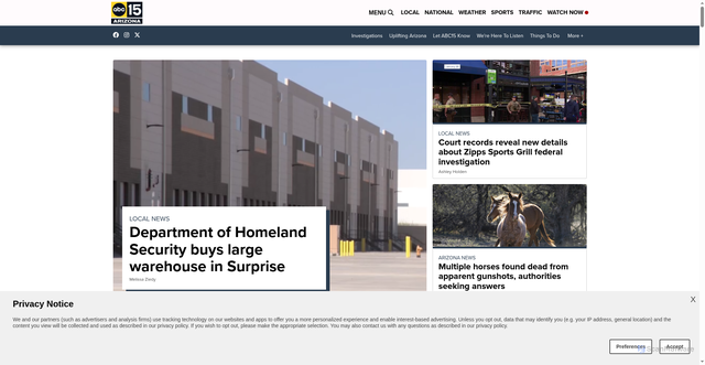 Security scan screenshot of https://abc15.com