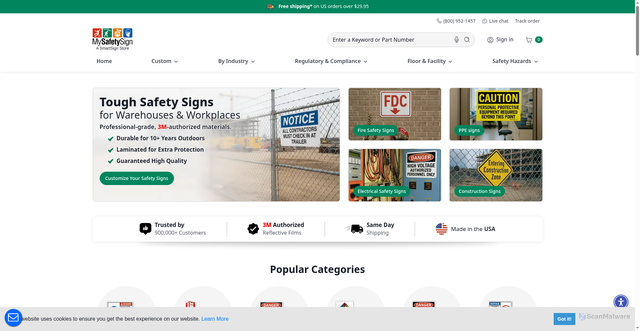 Security scan screenshot of https://www.mysafetysign.com
