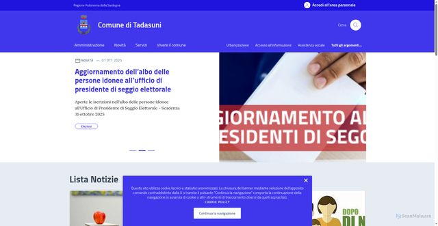 Security scan screenshot of https://comune.tadasuni.or.it/