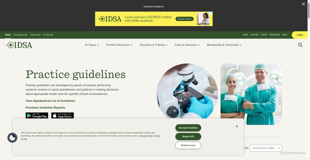 Security scan screenshot of https://www.idsociety.org/practice-guideline/practice-guidelines/