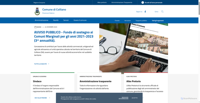 Security scan screenshot of https://www.comune.colliano.sa.it/
