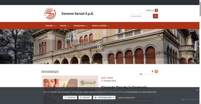 Security scan screenshot of https://www.saronnoservizi.it/it-it/home