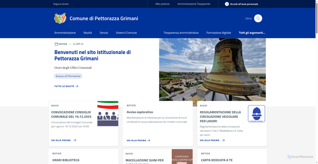 Security scan screenshot of https://www.comune.pettorazza.ro.it/