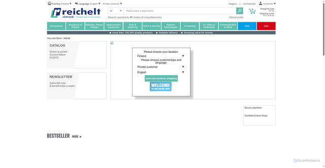 Security scan screenshot of https://www.reichelt.com