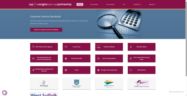 Security scan screenshot of http://www.angliarevenues.gov.uk