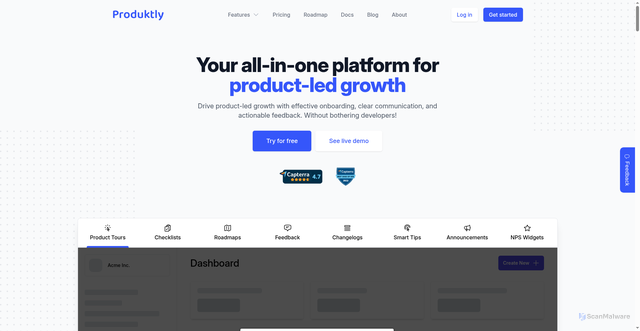 Security scan screenshot of https://produktly.com