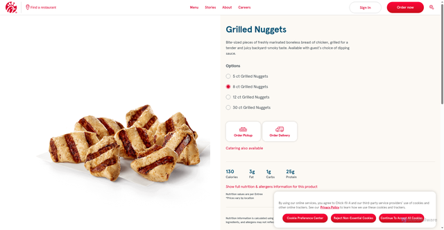 Security scan screenshot of https://www.chick-fil-a.com/menu/grilled-nuggets