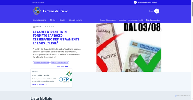 Security scan screenshot of https://www.comune.chieve.cr.it
