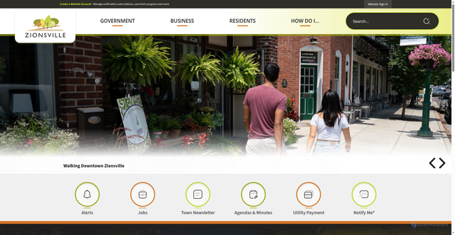 Security scan screenshot of https://zionsville-in.gov/