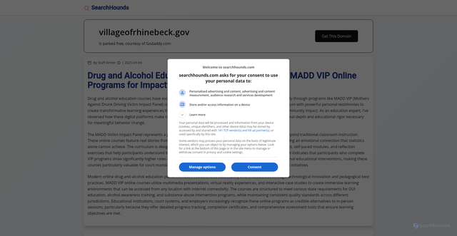Security scan screenshot of https://villageofrhinebeck.gov/