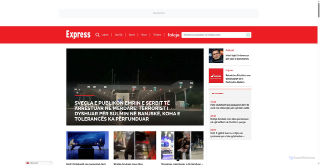 Security scan screenshot of https://www.gazetaexpress.com