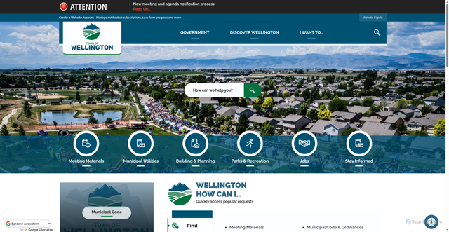Security scan screenshot of https://wellingtoncolorado.gov/
