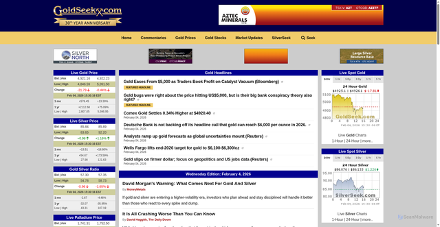 Security scan screenshot of https://www.goldseek.com