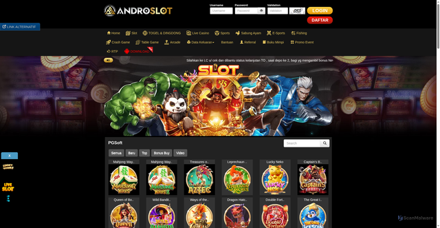 Security scan screenshot of https://androresmi.digital/desktop/game/slot/pgsoft