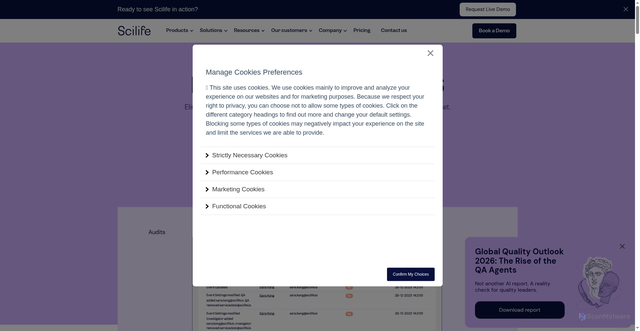 Security scan screenshot of https://scilife.io
