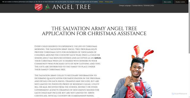 Security scan screenshot of https://saangeltree.org