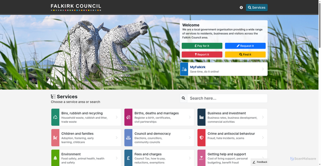 Security scan screenshot of https://www.falkirk.gov.uk/