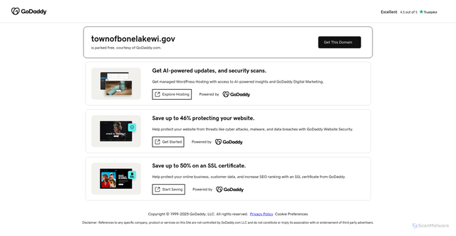 Security scan screenshot of https://townofbonelakewi.gov/