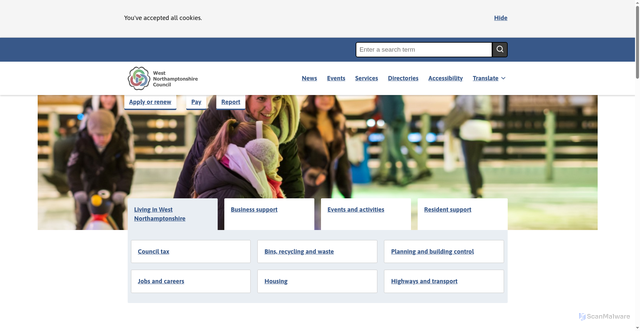 Security scan screenshot of https://www.westnorthants.gov.uk