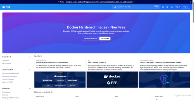 Security scan screenshot of https://hub.docker.com