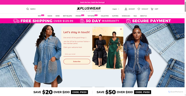Security scan screenshot of https://www.xpluswear.com
