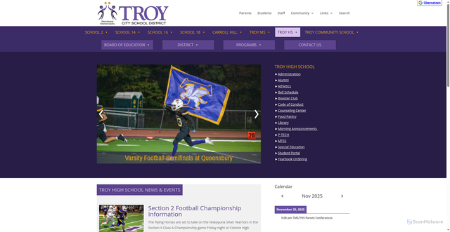 Security scan screenshot of https://www.troycsd.org/troy-high-school/