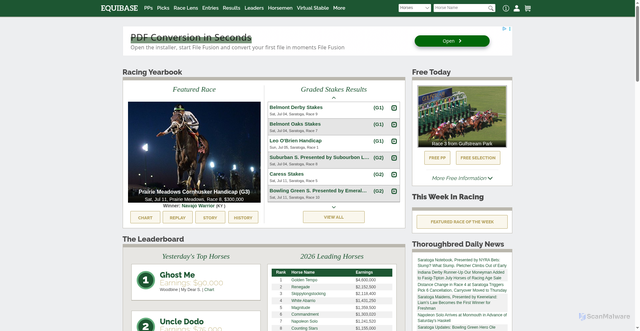 Security scan screenshot of https://www.equibase.com