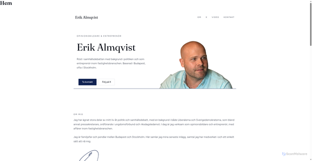 Security scan screenshot of https://erikalmqvist.se