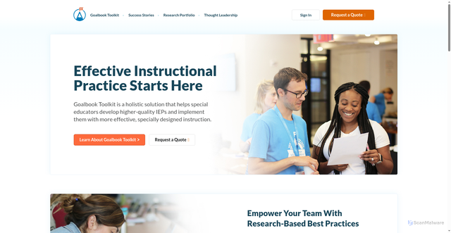Security scan screenshot of https://goalbook.com