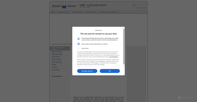 Security scan screenshot of http://lga.airport-viewer.com/