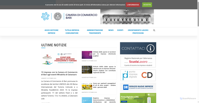Security scan screenshot of https://www.ba.camcom.it/