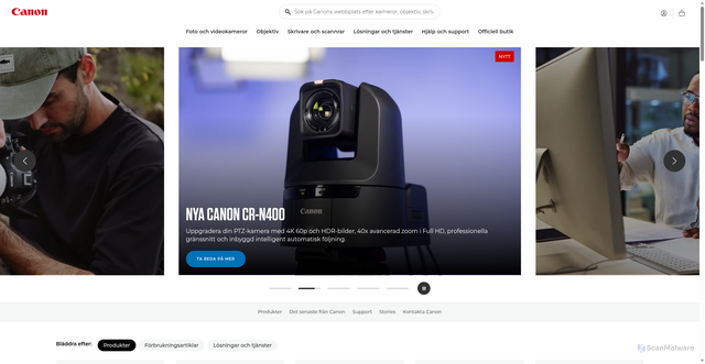 Security scan screenshot of https://www.canon.se/