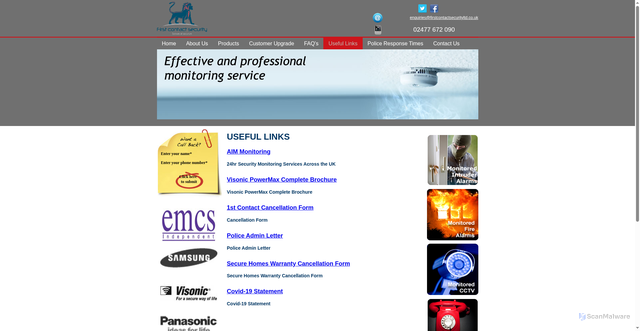 Security scan screenshot of https://firstcontactsecurityltd.co.uk/Links.html