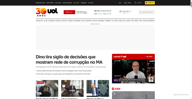 Security scan screenshot of https://www.uol.com.br/