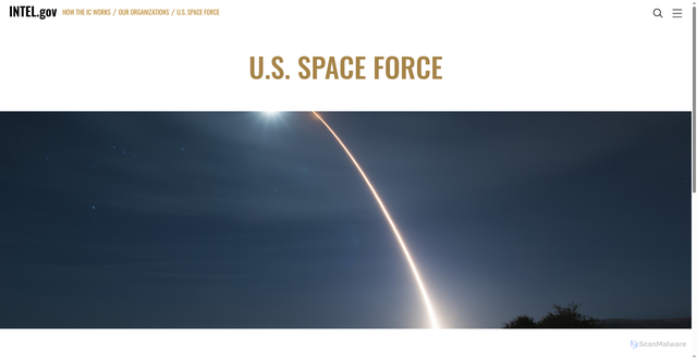 Security scan screenshot of https://www.intelligence.gov/how-the-ic-works/our-organizations/us-space-force