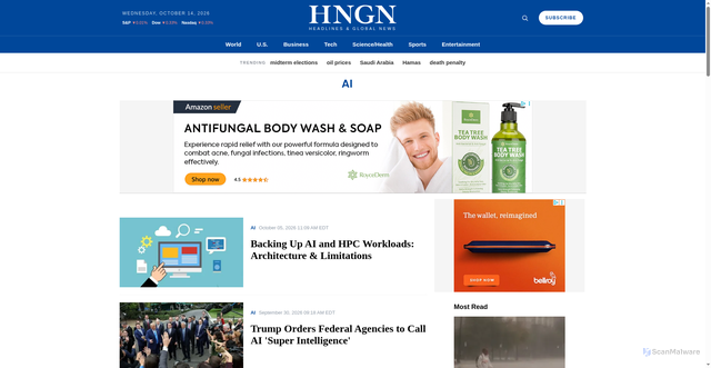 Security scan screenshot of https://www.hngn.com/tech-ai