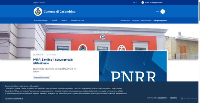 Security scan screenshot of https://www.comune.casandrino.na.it/