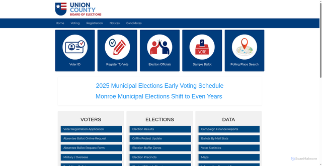 Security scan screenshot of https://unioncountyncelections.gov/