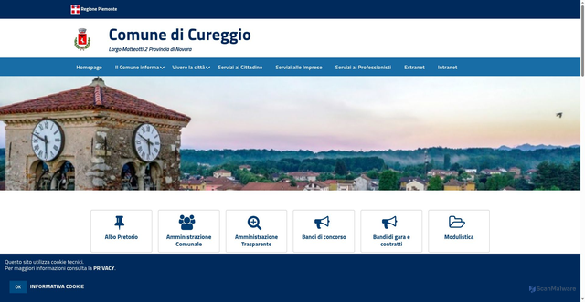 Security scan screenshot of www.comune.cureggio.no.it