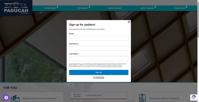 Security scan screenshot of https://paducahky.gov/