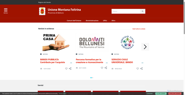 Security scan screenshot of https://www.feltrino.bl.it/home-page