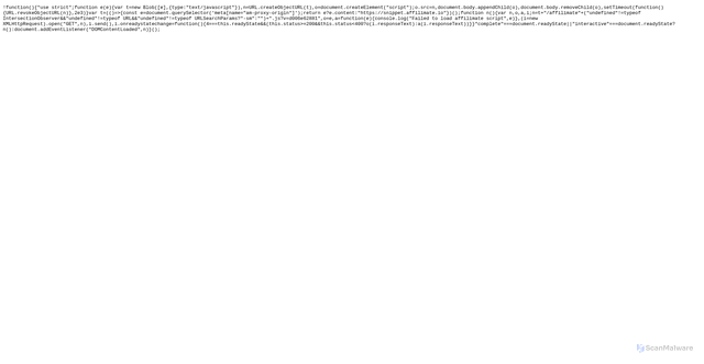 Security scan screenshot of https://snippet.affilimate.io