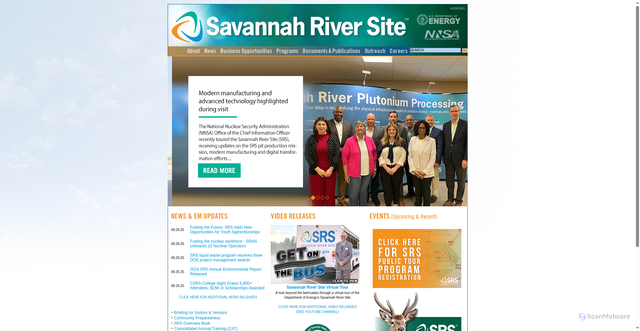 Security scan screenshot of https://www.srs.gov/