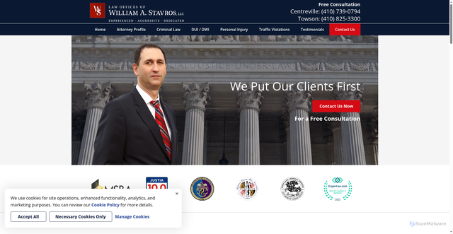 Security scan screenshot of https://www.stavroslawfirm.com/