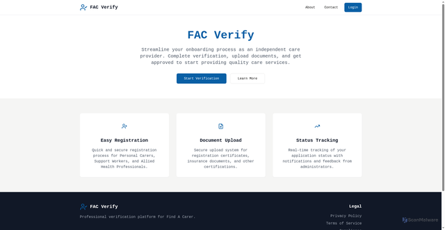 Security scan screenshot of http://facverify.com/