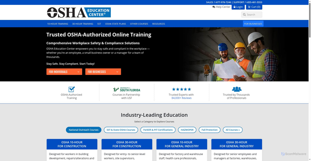 Security scan screenshot of https://oshaeducationcenter.com